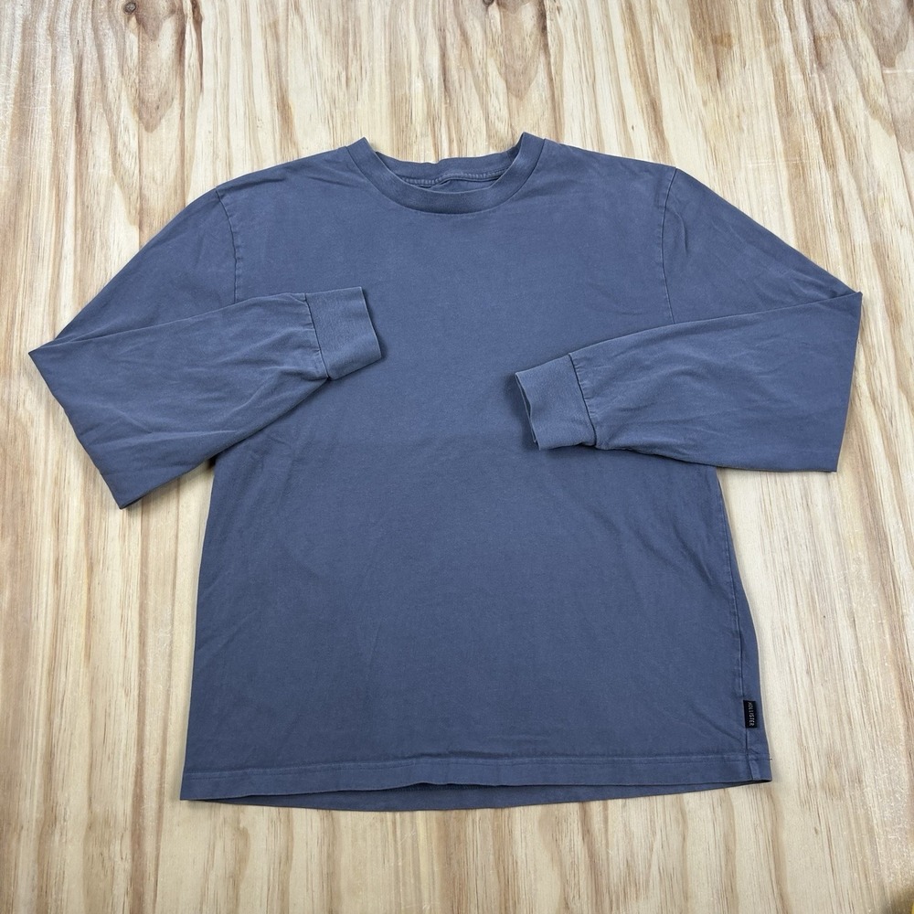 Hollister Men's Heavyweight Relaxed Fit Long Sleeve T Shirt Blue Medium Cotton